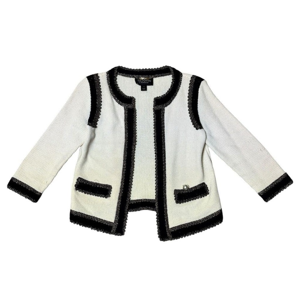 St. John Couture Women's Ivory Tweed Jacket Size 6 Business Casual